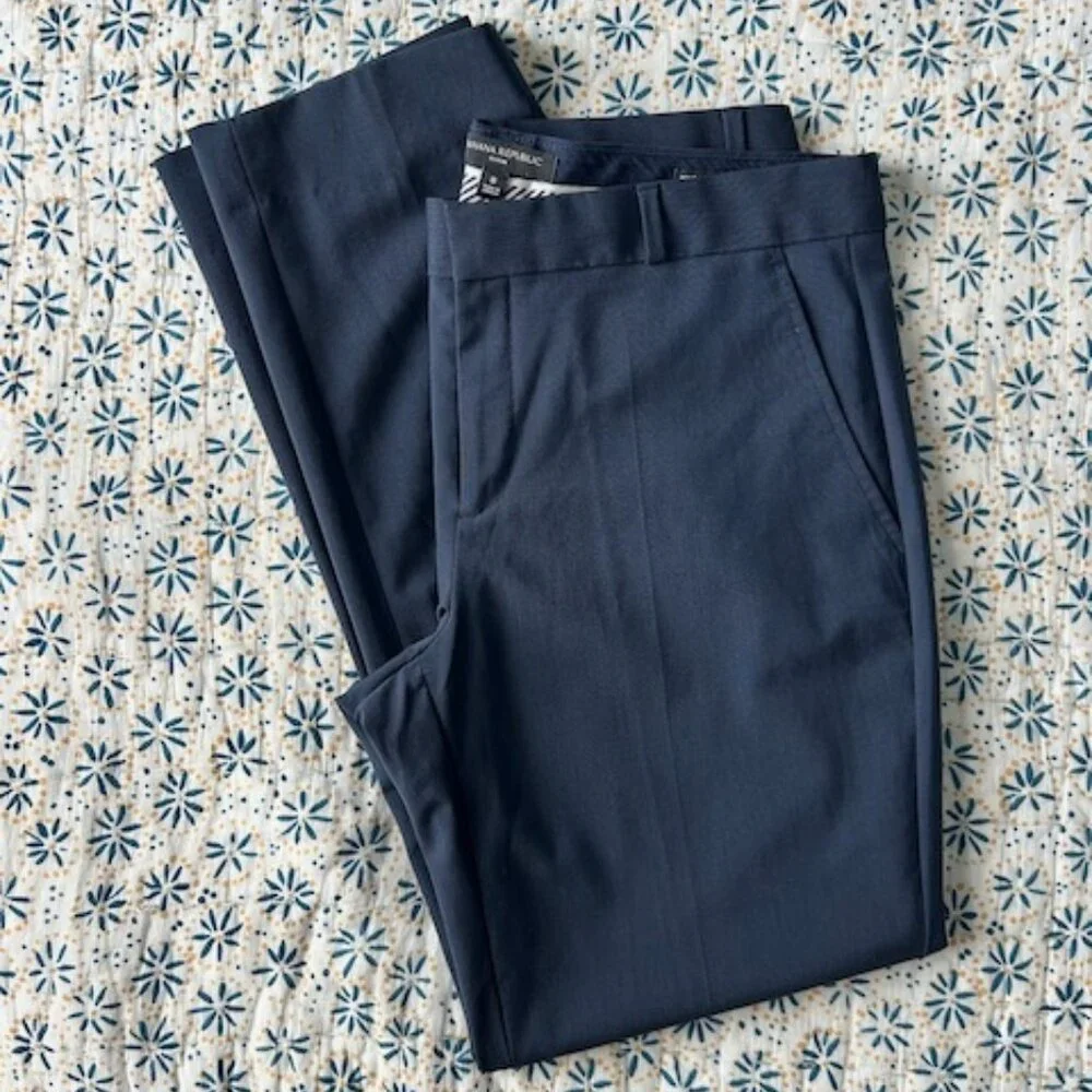 Banana Republic Ryan Fit Blue Straight Leg Trouser Pant Size 8 - Picture 1 of 8